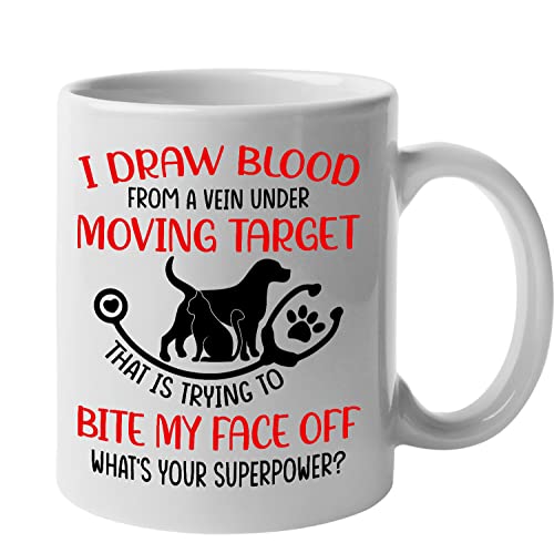 MEDROC Vet Tech Gift I Draw Blood Coffee Mug Birthday Gift For Vet Tech Vet Assistant Christmas Vet Tech Week Gift Vet Student Graduation Gift Veterinarian Cup Gift For Vet Staff Manager