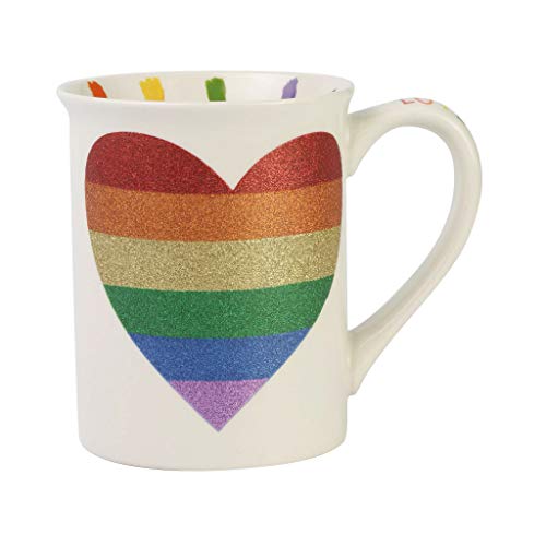 Enesco Our Name is Mud Rainbow Pride Heart Glitter Coffee Mug 1 Count (Pack of 1) Multicolor