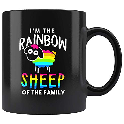 Im The Rainbow Sheep Of The Family Coffee Mug 11oz in Black  Funny LGBT Support Mug
