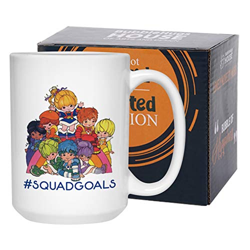 Rainbow Girls Coffee Mug 15 oz Squadgoals Funny Nostalgia 80s Animation Series Inspirational Gift for Fans Best Friend Soulmate Friendship Day White