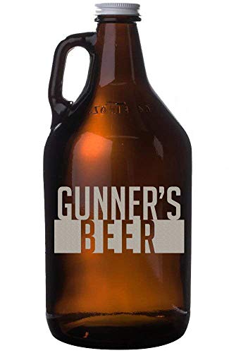 Personalized Etched 64oz Amber Glass Beer Growler Gunner