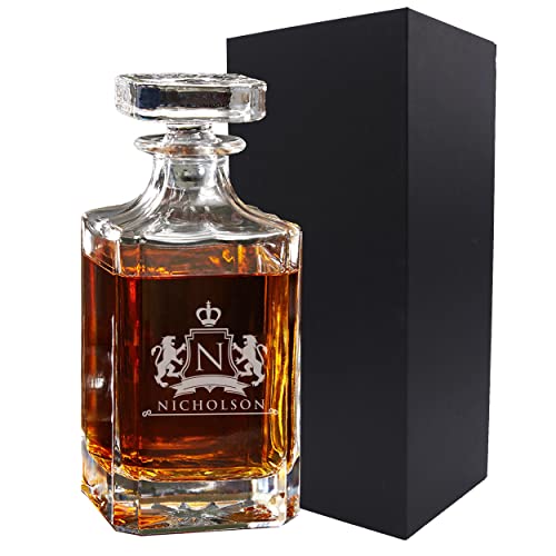 Custom Personalized Whiskey Decanter Custom Engraved with Lion Design