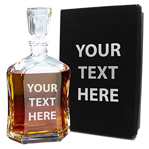 Personalized 23 oz Liquor Decanter Custom Engraved Glass Whiskey Bottle Gifts with Name (Decanter Only)