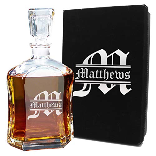 Personalized Whiskey Decanter Custom Engraved Liquor Decanter  23 Oz