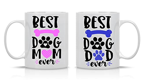 Best Dog Mom Best Dog Dad Couple Mug 11oz Set of 2 Funny His and Her Cups  Animal Rescue or Adoption Pet Lover Ideas Dog Mother Crazy Dog Lady Best Mom and Dad Ever Mugs Fathers Mothers Day