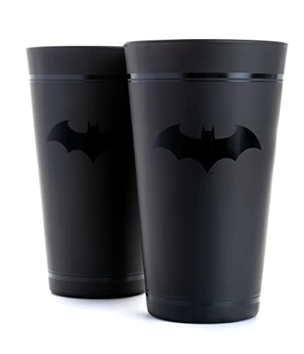 Batman Logo Drinking Glasses Set of 2 Officially Licensed DC Comics Merchandise