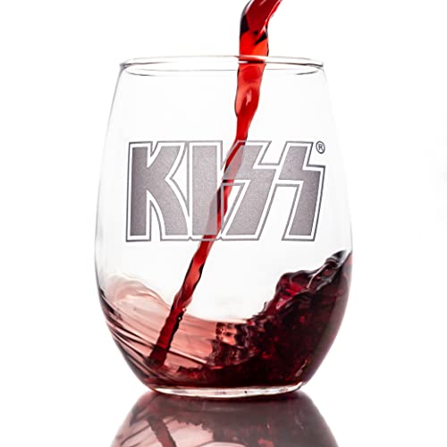 KISS SandBlasted Etched Logo Stemless Wine Glass