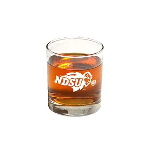 Whiskey Glass Set  NDSU Bison Logo  Set of 2 Whiskey Glasses With NDSU Theme  Etched Cocktail Glass Set  Old Fashioned Glasses  10 Ounces  Made in the USA