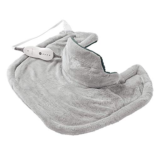 Sunbeam Heating Pad for Neck and Shoulder Pain Relief with Auto Shut Off and Moist Heating Option 22 x 19 Grey