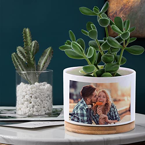 Personalized Ceramic Succulent Pots for Plants with Photo Custom Teacher Appreciation Gifts for Women Men Best Teacher Gifts from Student Funny Birthday Gifts for Teacher Retirement Gifts