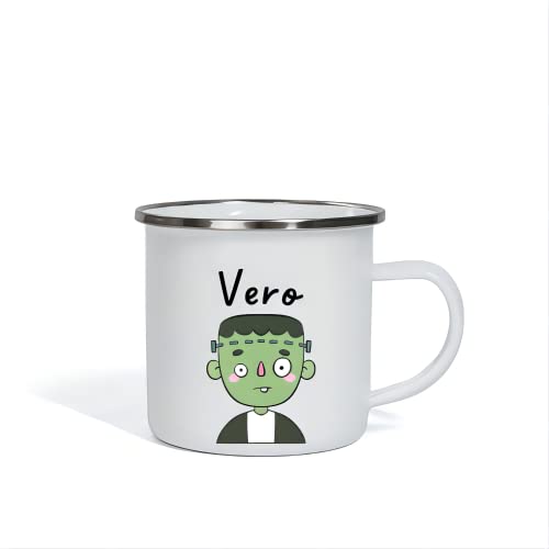 Personalized Halloween Ceramic School Mug Frankenstein Funny Enamel Mug for Kids Kids Shatterproof Mugs with Handle Metal Campfire Mug Coffee Mug