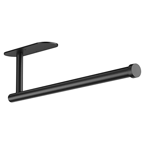 Paper Towel Holder Self Adhesive or Screw Mounting Black Paper Towel Holder Wall Mount SUS304 Stainless Steel Paper Towel Holder Under Cabinet for Kitchen Counter Cabinet Bathroom