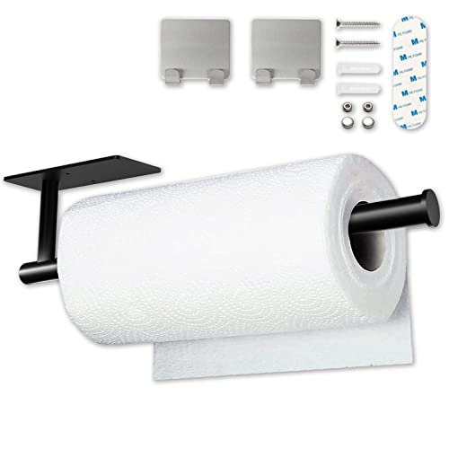 Paper Towel Holder Under Cabinet Adhesive Paper Towel Holders Wall Mount SUS 304 Stainless Steel Black