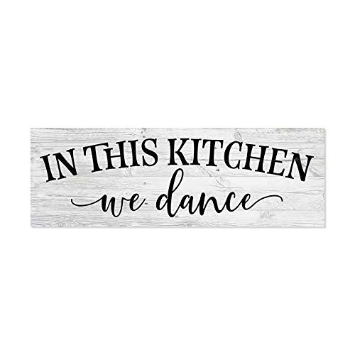 In this Kitchen we dance Farmhouse Rustic Wall Art Kitchen Sign Home Decor Wood Sign Gift 6x18 B306180062019
