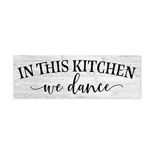 In this Kitchen we dance Farmhouse Rustic Wall Art Kitchen Sign Home Decor Wood Sign Gift 6x18 B306180062019