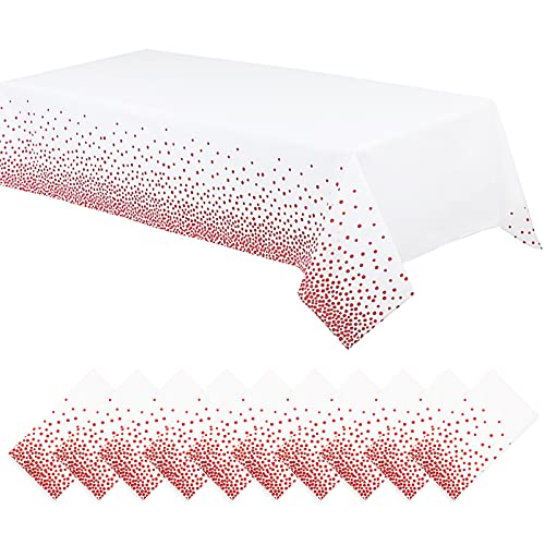 10pcs 54 x 108 Plastic Tablecloths Premium Rose Gold Dot Disposable Tablecloth for Rectangle Tables Dining Table Covers Cloth for Parties PicnicChristmas Wedding Anniversary