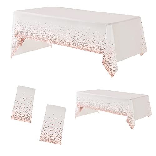 2 Pack Rose Gold Tablecloth Plastic Table Clothes for Rectangle Tables 54 x 108 Party Tablecloth for Bridal Shower Decorations Rose Gold Party Decorations Birthday Tablecloth Table Covers for Party