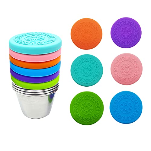 TIDOWISIO 6Pcs 25oz Salad Dressing Container with Silicone LidsStainless Steel Leakproof Food Storage Mini Containers Dipping Sauce Cups Set