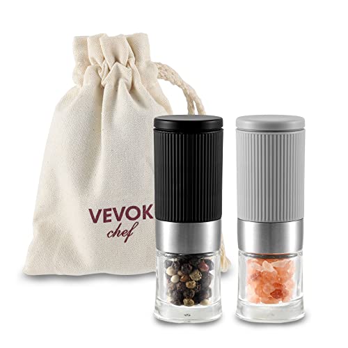 Mini Salt and Pepper Grinder Set Small Tiny Adjustable Coarseness Ceramic Salt Grinder with Funnel and Bag Portable Handy Spice Pepper Mill Shaker For BBQ Party Lunch Bag Kitchen Chef Gifts