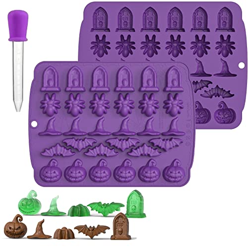 5 In 1 Halloween Silicone Candy Mold Halloween Silicone Gummy MoldsHalloween Candy Molds Halloween Silicone Mold For Halloween Gummies Candies Chocolate Jello (2 Pack)