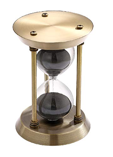 SuLiao Sand Timer 5 Minute Hourglass Vintage Brass Black Sand Clock Small Sand Watch 5 Min Reloj De Arena 5 MinutosUnique Antique Hour Glass Sandglass for Office Desk Home Gifts Kitchen Decorative
