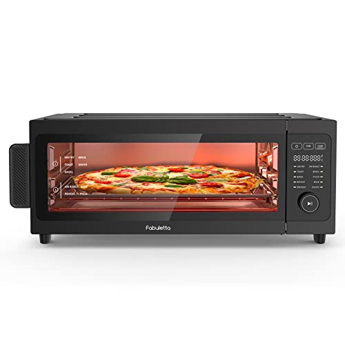 Air Fryer Toaster Oven Combo  Fabuletta 10in1 Countertop Convection Oven 1800W OilLess Air Fryer Oven Fit 13 Pizza 9 Slices Toast 5 Accessories Dehydrate Reheat Pizza Toast Bake  Black