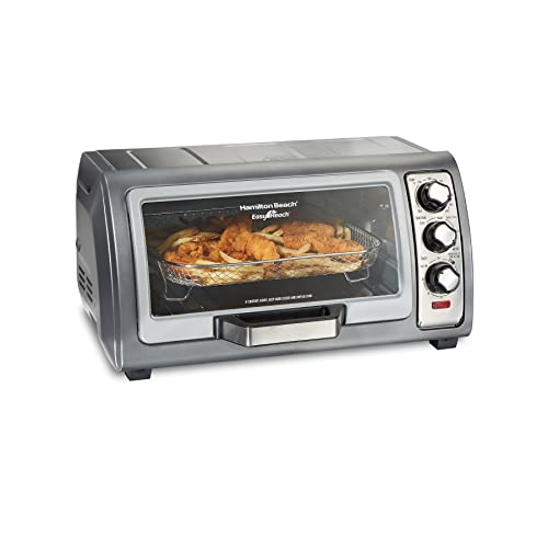 Hamilton Beach Air Fryer Countertop Toaster Oven with Large Capacity Fits 6 Slices or 12 Pizza 4 Cooking Functions for Convection Bake Broil Easy Reach RollTop Door Stainless Steel (31523)