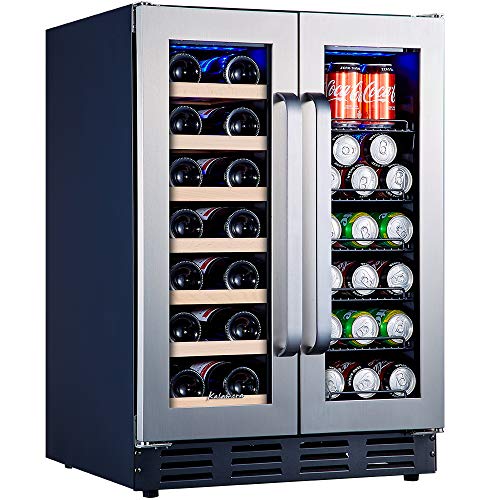Wine fridge Kalamera 24 inch Wine and Beverage Refrigerator Under Counter Dual Zone Wine Cooler w20 Bottles  78 Cans Seamless Steel Door