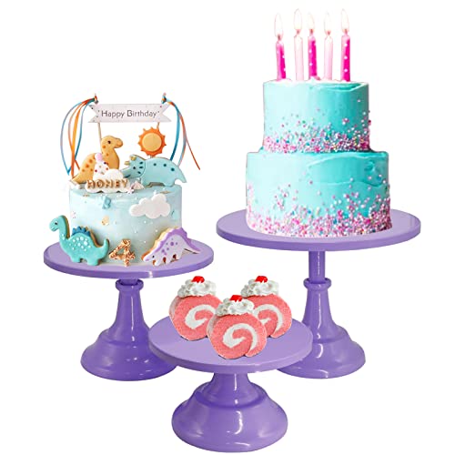 3 Pieces Cake Stand Set Purple Metal Cupcake Dessert Holder Party Serving Tray for Baby Shower Wedding Birthday Parties Celebration