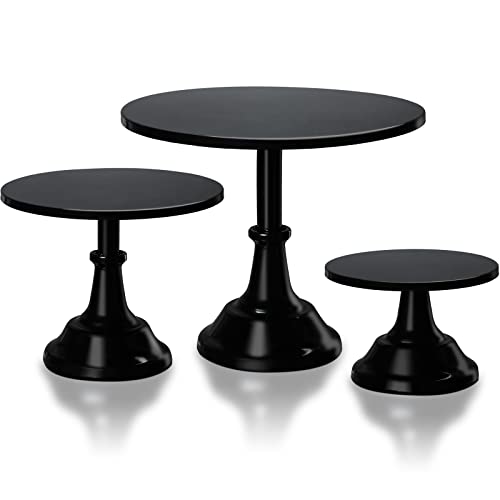 3 Pieces Cake Stand Set Round Metal Cake Stands Metal Cupcake Holder Dessert Display Plate Cake Display Accessory for Wedding Birthday Party Celebration Baby Shower Anniversaries Supplies(Black)