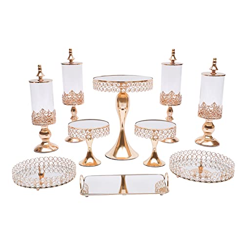 Cake Stands Set Metal Cupcake Holder Cake Tray Crystal with Acrylic Mirror Dessert Display Plate Decor Serving Platter for Party Wedding Birthday Baby Shower Celebration Home Decoration
