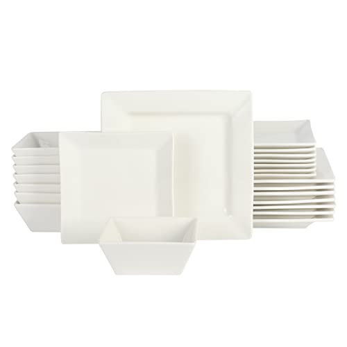 Gibson Home Zen Buffet Hard Square Porcelain Dinnerware Set White Service for 8 (24pcs) (13859024R)