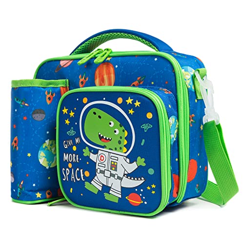 Jasminestar Lunch Bag for Kids Insulated Lunchbox Bag Tote with Bottle Holder and 3 Compartments for Boys and Girls (Dinosaur)