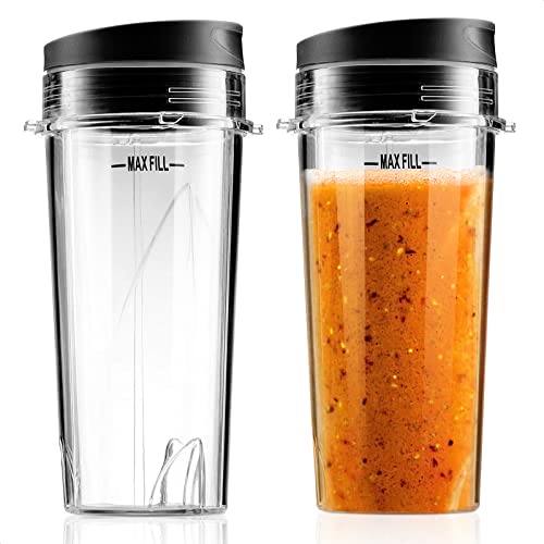 16 Oz Single Serve Blender Cups for Shakes and Smoothies  2Pcs Ninja Blender Cups Replacement with Flip Top Lid Parts  Single Serve Cup Lid for BL770 BL780 BL660 BL740 BL810 Nutri Ninja Blenders