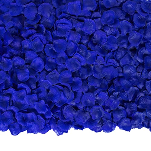 Attmu 3200 Pcs Artificial Rose Petals for Romantic Night Fake Rose Flower Petals for Wedding Party Valentines Day Decorations for The Home (Blue)