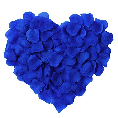 YoungLove Royal Blue Rose Petals 1000 Pcs Silk Artificial Rose Petals Valentine Romantic Wedding Party Home Decorations Royal Blue