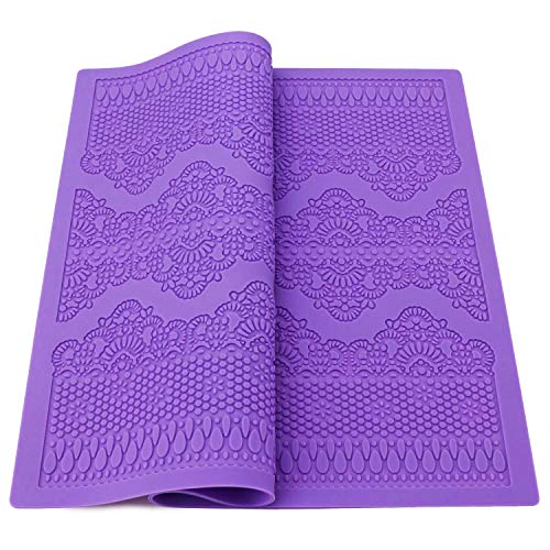 Beasea Fondant Lace Mold Silicone Lace Mould for Cake Decorating Molds Silicone Shapes Border Decoration Fondant Impression Mat Purple for Chocolate Sugar Sugarcraft Candy Cupcake Baking Embossing