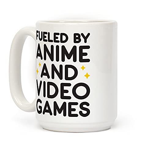 LookHUMAN Fueled By Anime And Video Games White 15 Ounce Ceramic Coffee Mug
