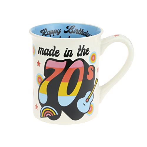 Enesco Our Name is Mud Decades Happy Birthday Made in The 70s Coffee Mug 16 Ounce Multicolor