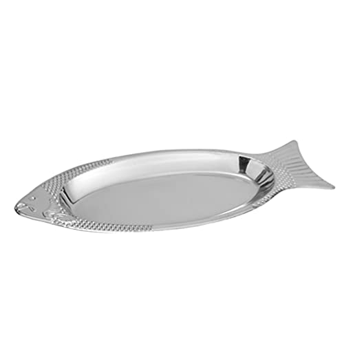 DOITOOL Fish Serving Platter Stainless Steel Fish Dish Fish Shaped Plate Metal Food Serving Trays for Fish Meat Appetizers Dessert