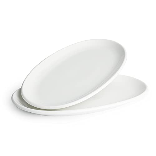 Sweese 750101 Oval Serving Platters White Porcelain Serving Platters for Party Large Oval Serving Trays Serving Plates for Fish Dish Steak Restaurant Dessert Shop Set of 2 155 Inches