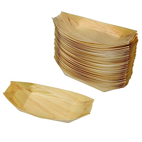 100 Pack 5 Disposable Wood Boat Plates Dishes Better Than Bamboo 100 Compostable And Biodegradable Eco Friendly Party Plates By Snowkingdom