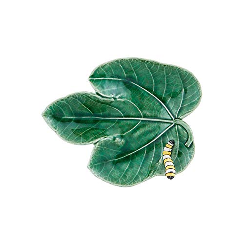 Bordallo Pinheiro Fig Leaf With Caterpillar Platter