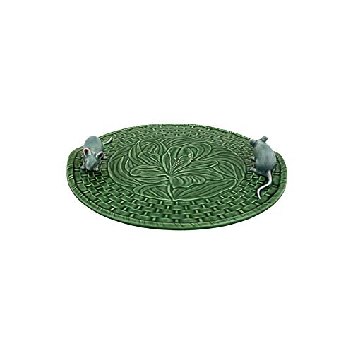 Bordallo Pinheiro Green Lily with Mouse Earthenware Cheese Tray