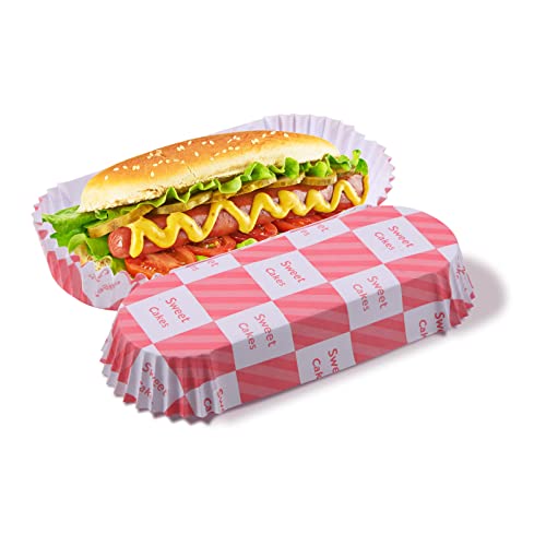 300Pcs Hot Dog Trays 6 Paper Food Trays Eco Friendly Rectangular White Fluted Hot Dog Tray Disposable Food Tray for Sandwiches and Hamburgers Hot Dog Cart Accessories