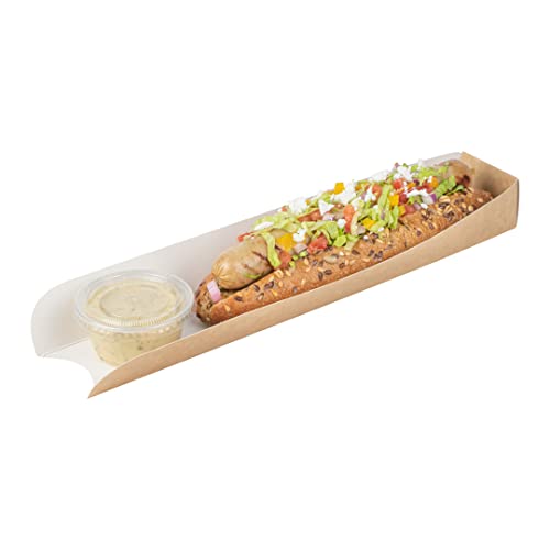 Bio Tek 118 x 2 x 13 Inch Hot Dog Trays 200 OpenDesign Hot Dog Containers  Greaseproof Recyclable Kraft Paper Hot Dog Serving Trays