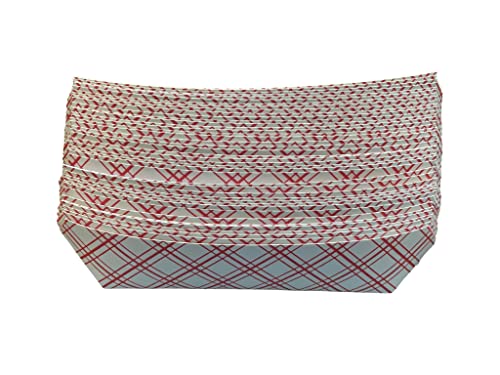 Paper Hot Dog Trays 7 Inch Red Check for Carnivals Parties Cookouts (48)