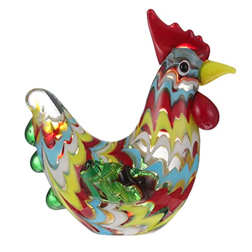 IMIKEYA Crystal Animal Figurines Glass Rooster Chicken Statues Hand Blown Collectible Figure for Home Office Table Decoration Ornaments Assorted Color