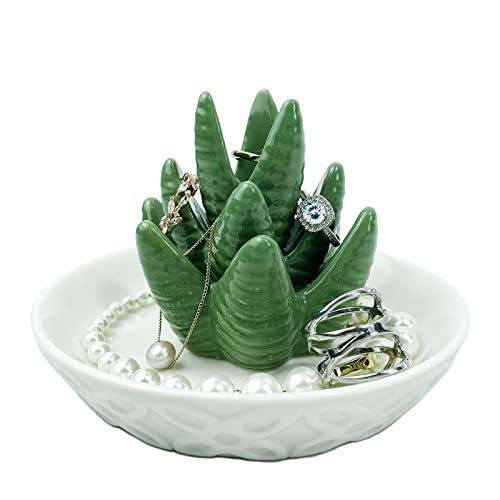 Ceramic Aloe Ring HolderCactus Ring Dish for JewelryBirthday Gifts for WomenJewelry Holder Trinket Tray for RingsJewelry Holder Trinket Tray for Rings