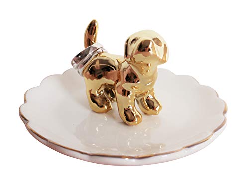 Luxury Porcelain Adorable Dog Ring Holder Ceramic Jewelry Tray Bracelets Plate Dessert Dish  Perfect for Holding Small Jewelries Rings Necklaces Earrings Bracelets Trinket etc